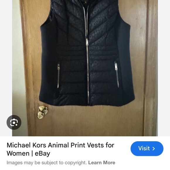 Michael Kors Leopard Print vest with faux fur trim Hood - Picture 11 of 14